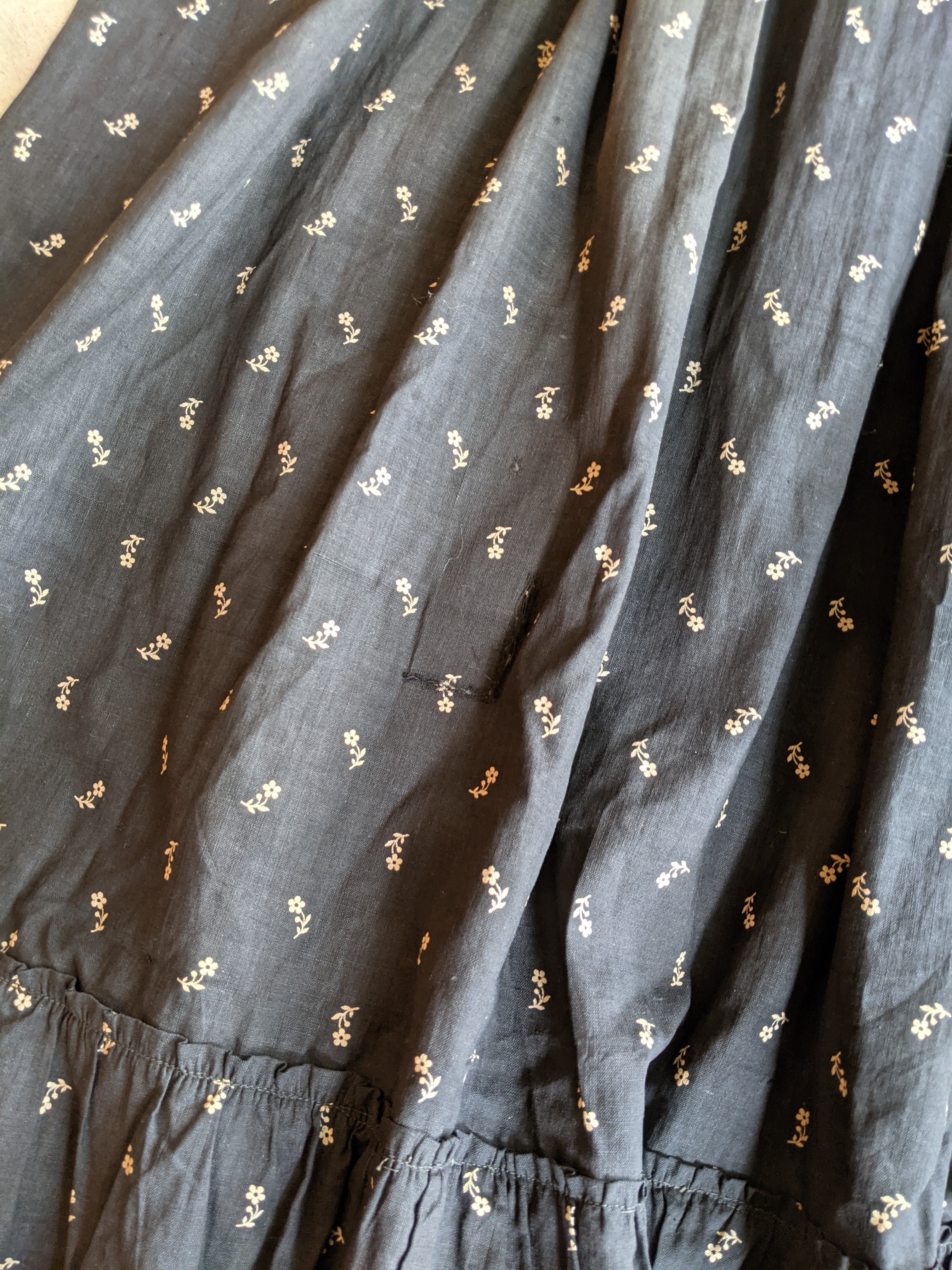 c. 1890s-1900s Dark Indigo Calico Dress