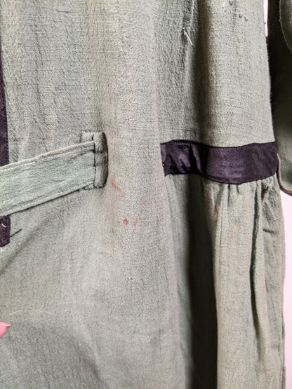 1920s Green Linen Dress