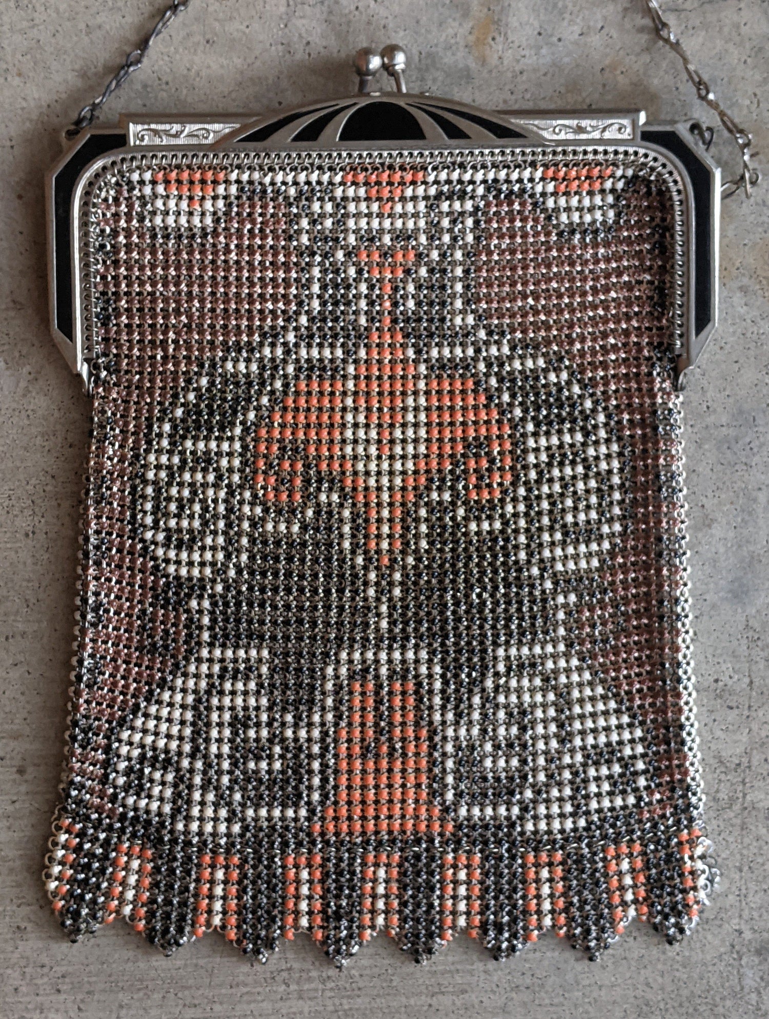 c. 1930 Whiting &amp; Davis Beadlite Purse in Original Box