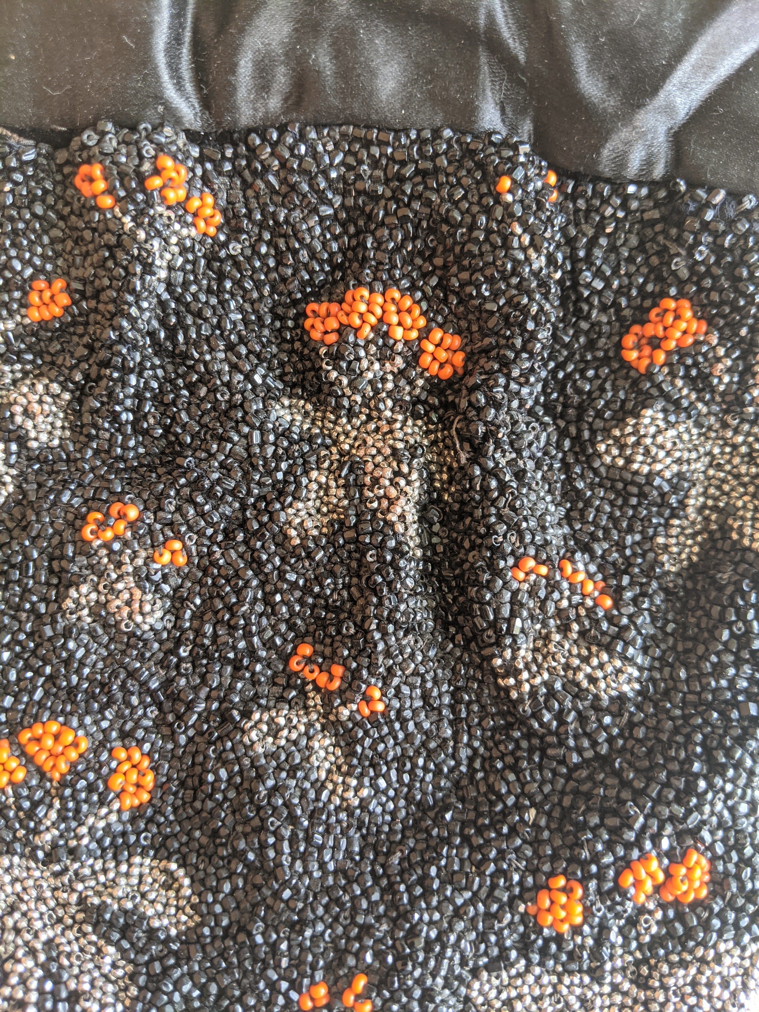 1930s-1940s Orange + Black Beaded Purse