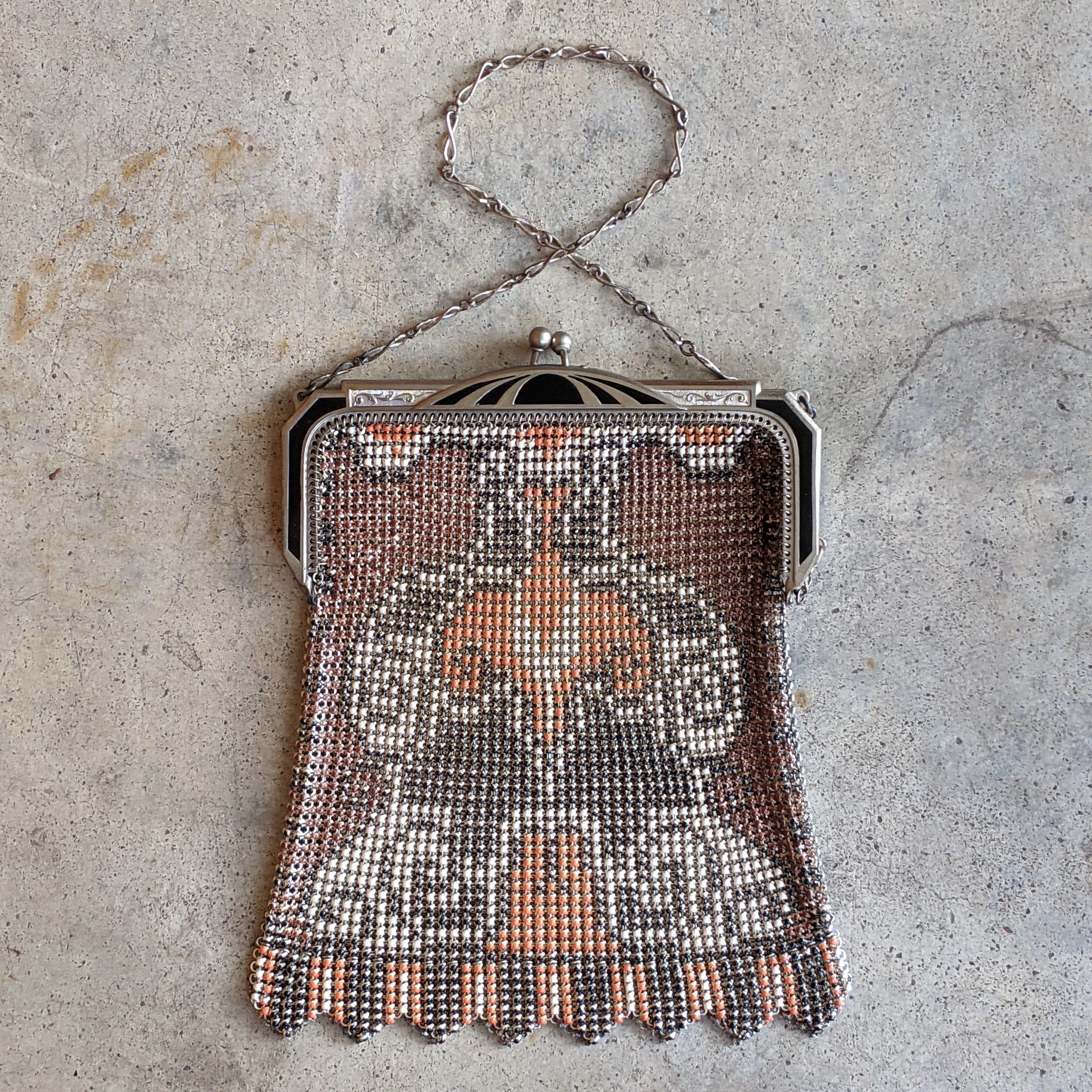 c. 1930 Whiting &amp; Davis Beadlite Purse in Original Box