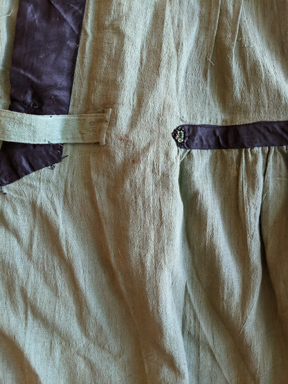 1920s Green Linen Dress