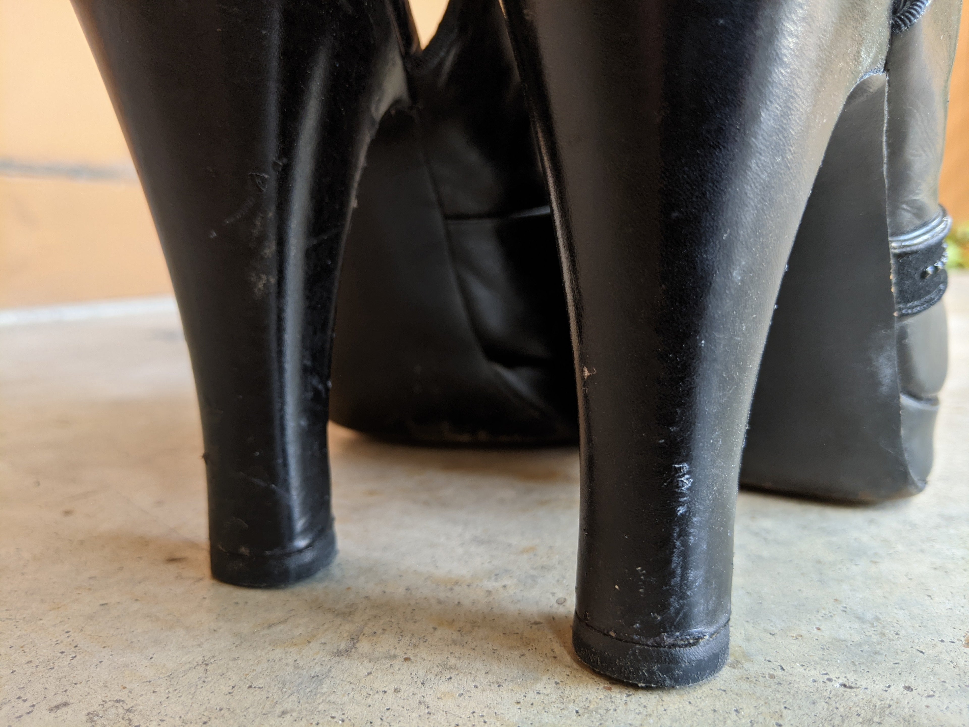 1940s Black Platform Peep Toe Heels | Sz 6N