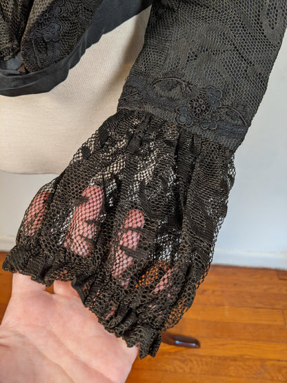 c. 1901 Black Lace Shirt-Waist or Bodice