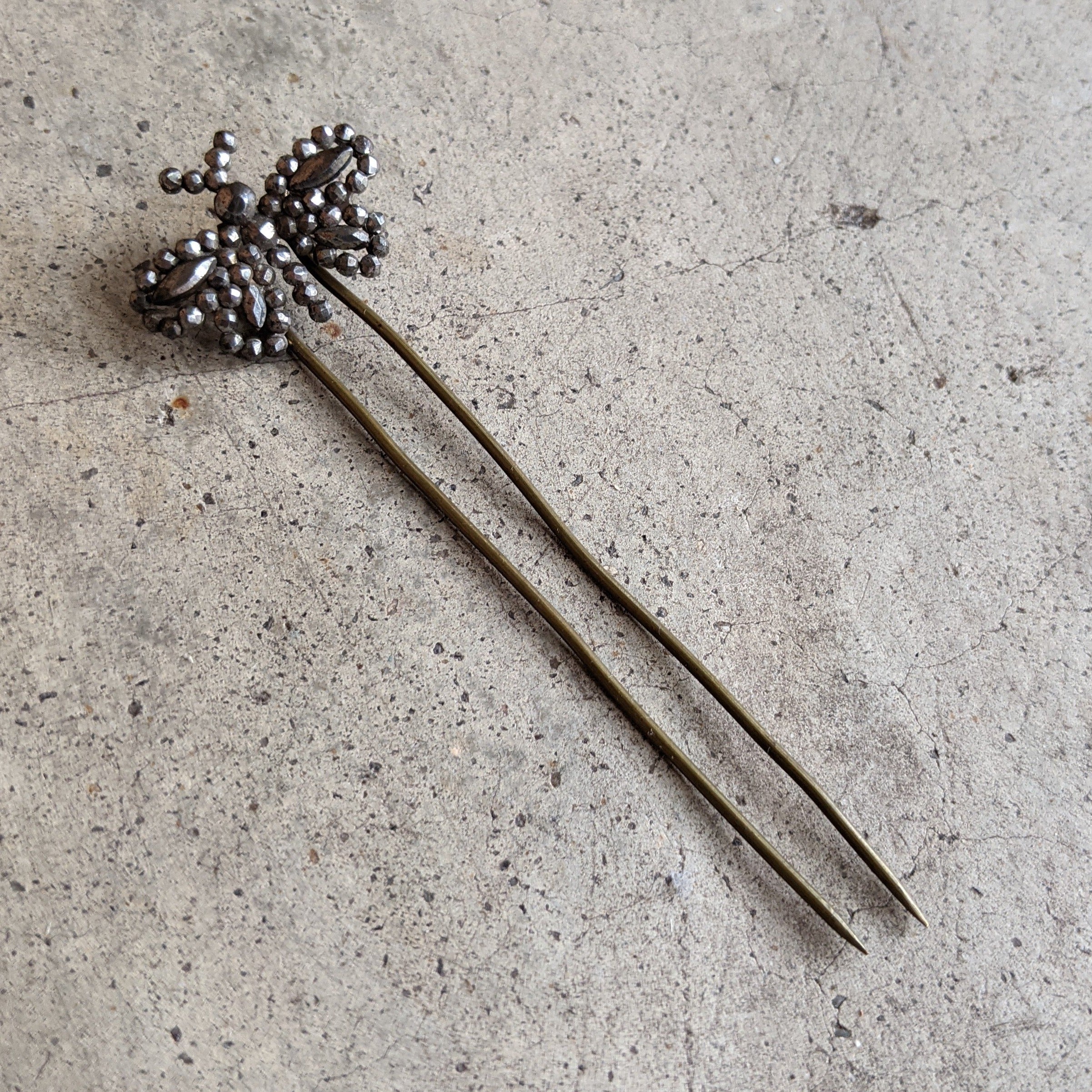19th c. Cut Steel Butterfly Hair Pin