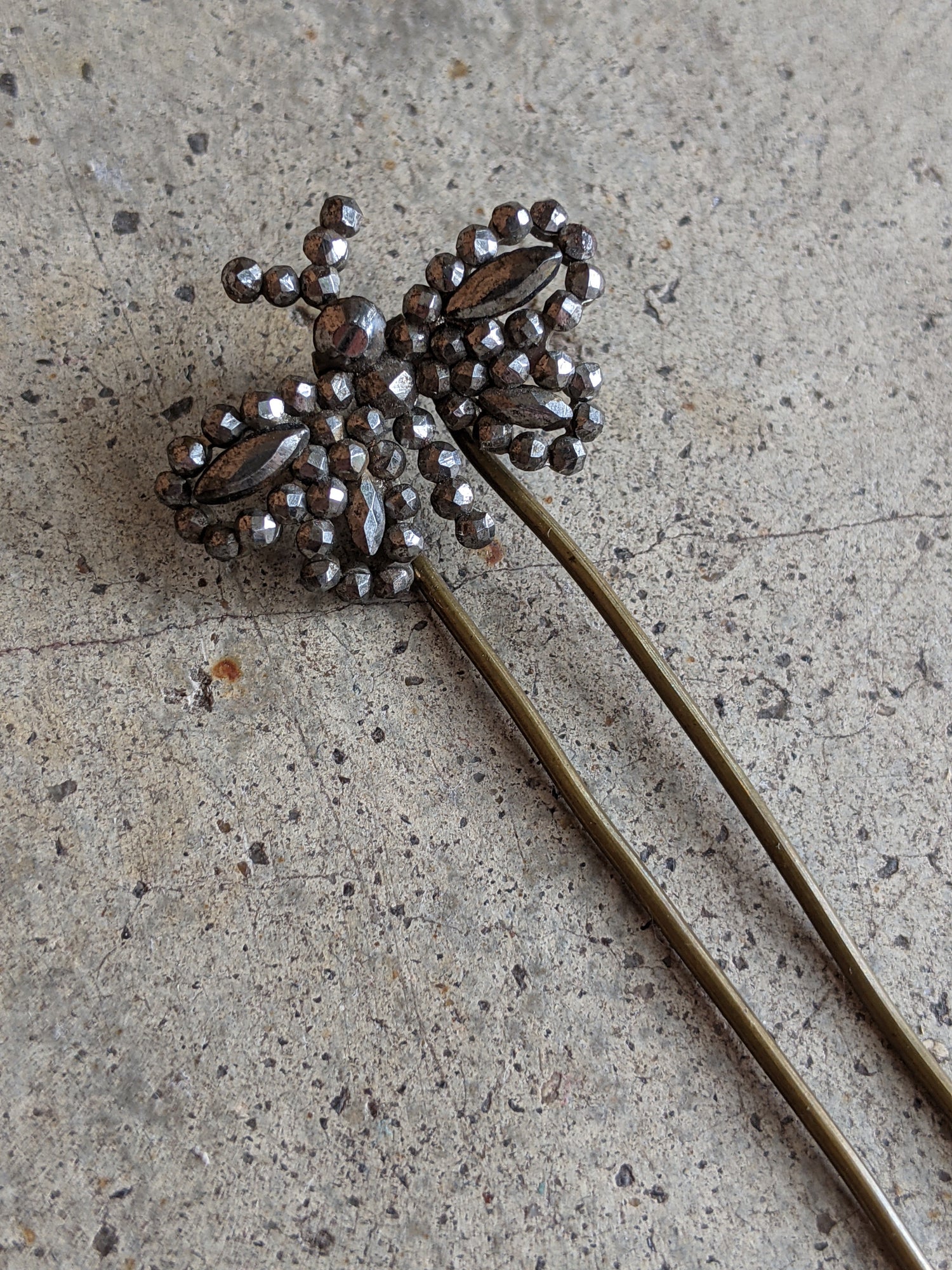 19th c. Cut Steel Butterfly Hair Pin