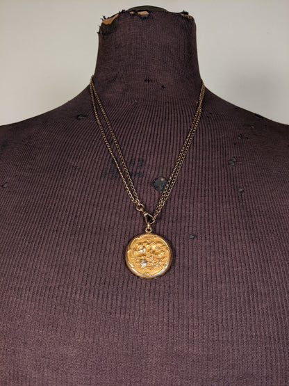 c. 1900s-1910s Locket + Long Guard Chain