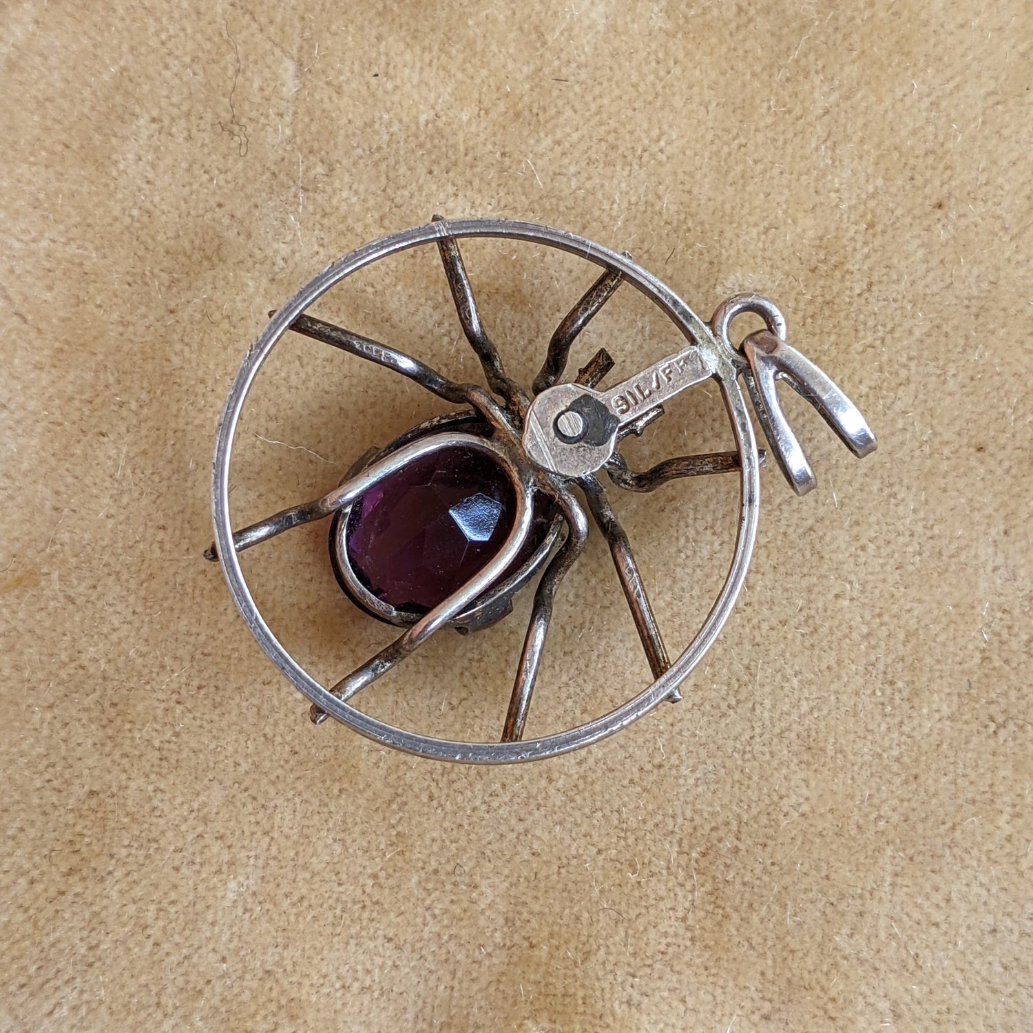 1900s-1910s Sterling Silver Spider Pendant