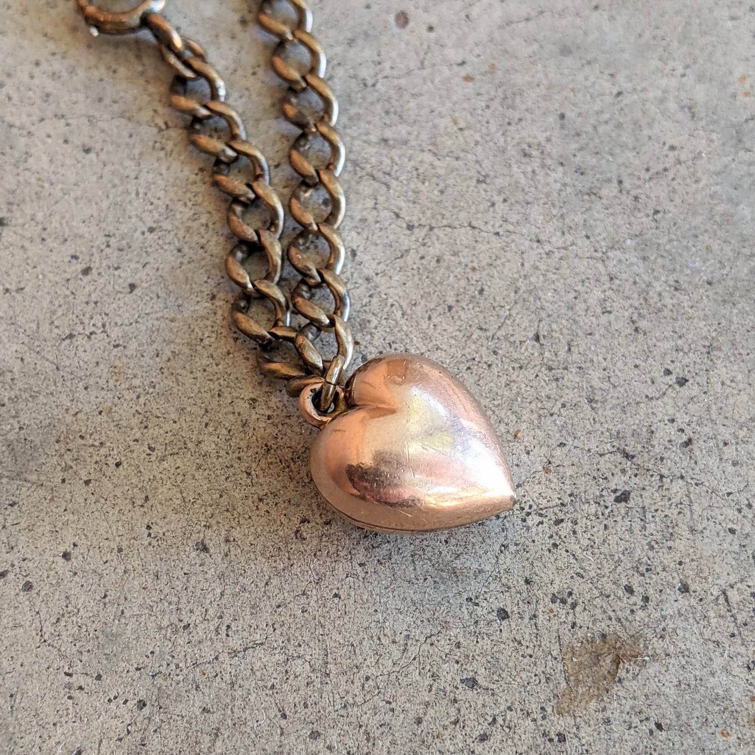 c. 1900s-1910s Puffy Heart Charm Bracelet