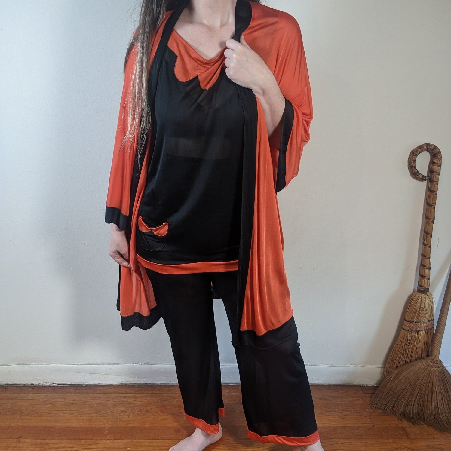 c. 1930s Rayon Pajamas | 3 pc Lounge Set