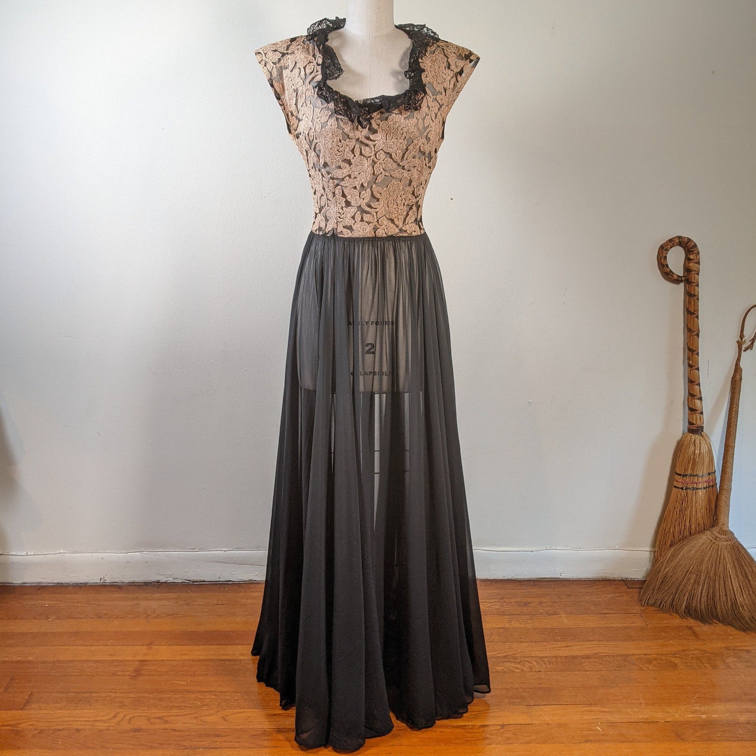 c. 1940s Silk Chiffon Gown