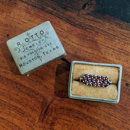 c. 1940s Bohemian Garnet Ring in Box