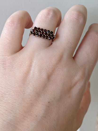 c. 1940s Bohemian Garnet Ring in Box