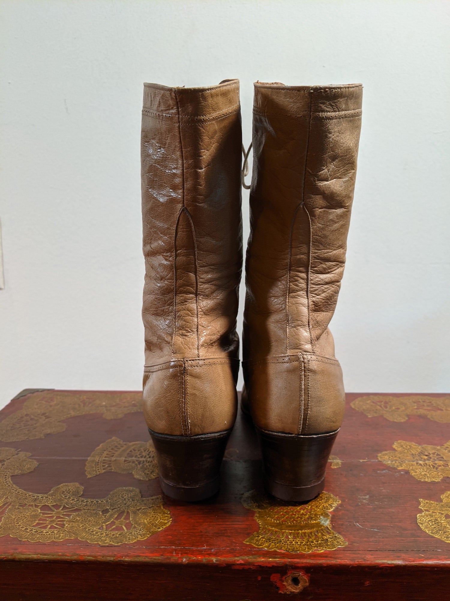 c. 1910s Light Brown Boots | Approx Size 5