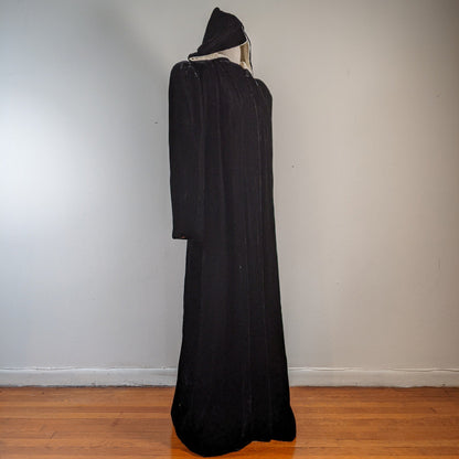 c. 1930s-1940s Hooded Velvet Cloak
