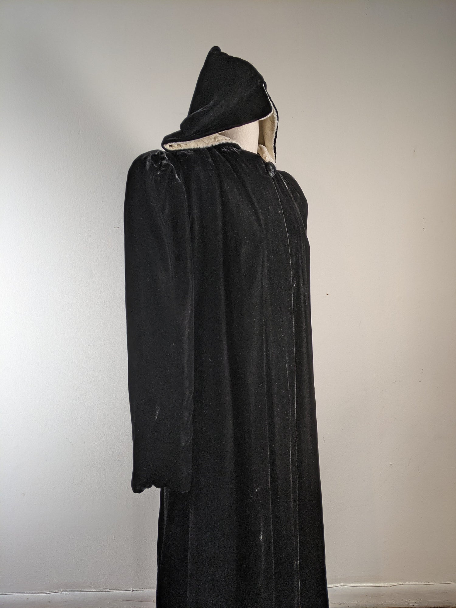 c. 1930s-1940s Hooded Velvet Cloak