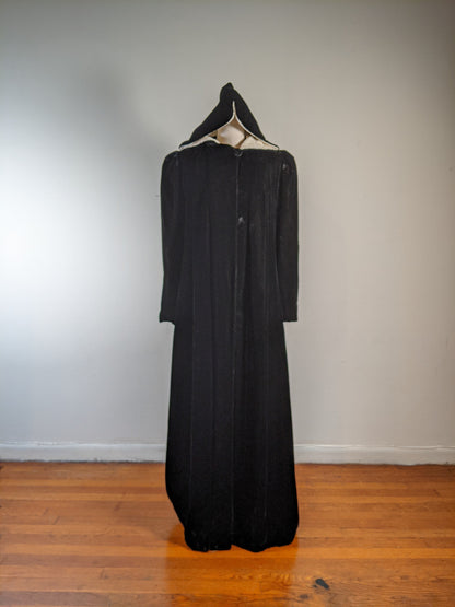 c. 1930s-1940s Hooded Velvet Cloak