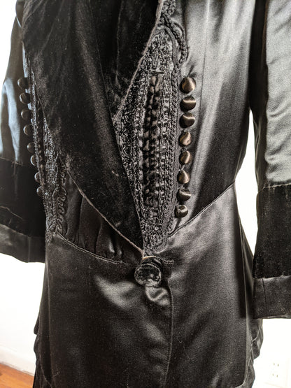 c. 1910s Black Silk Suit | Jacket + Skirt
