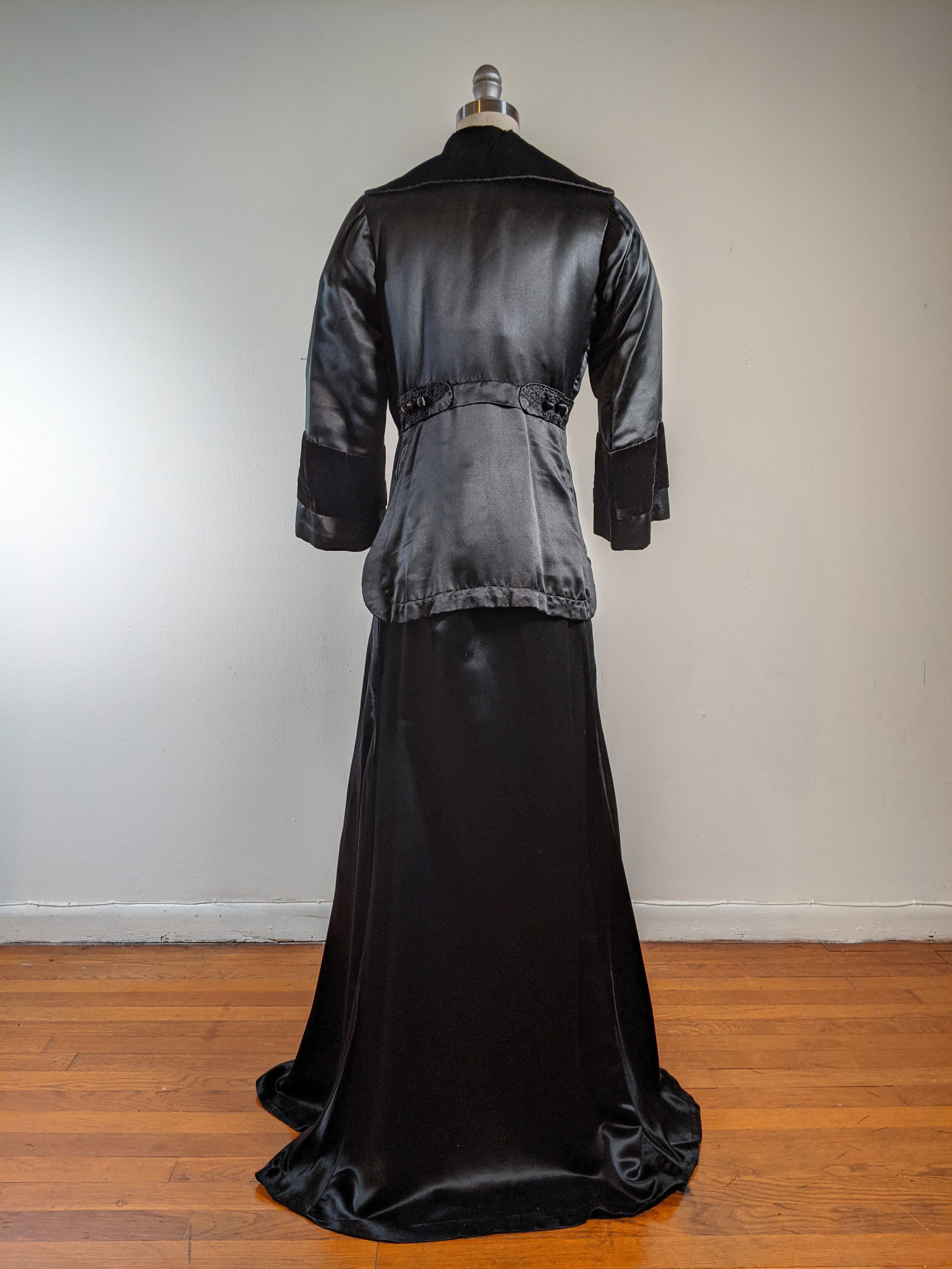 c. 1910s Black Silk Suit | Jacket + Skirt