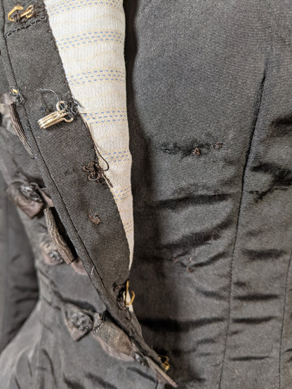 1890s Black Dress | Bodice + Skirt