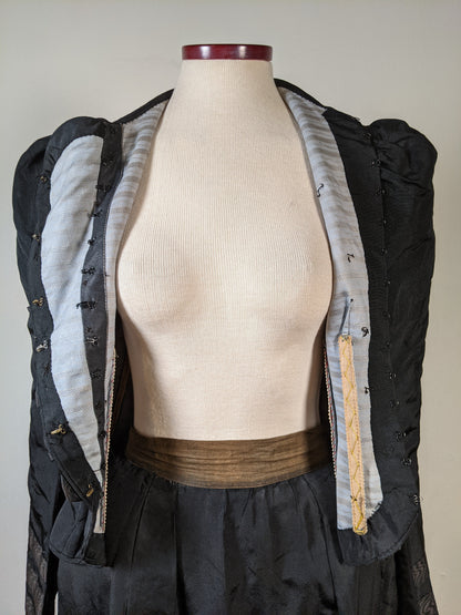 1890s Black Dress | Bodice + Skirt