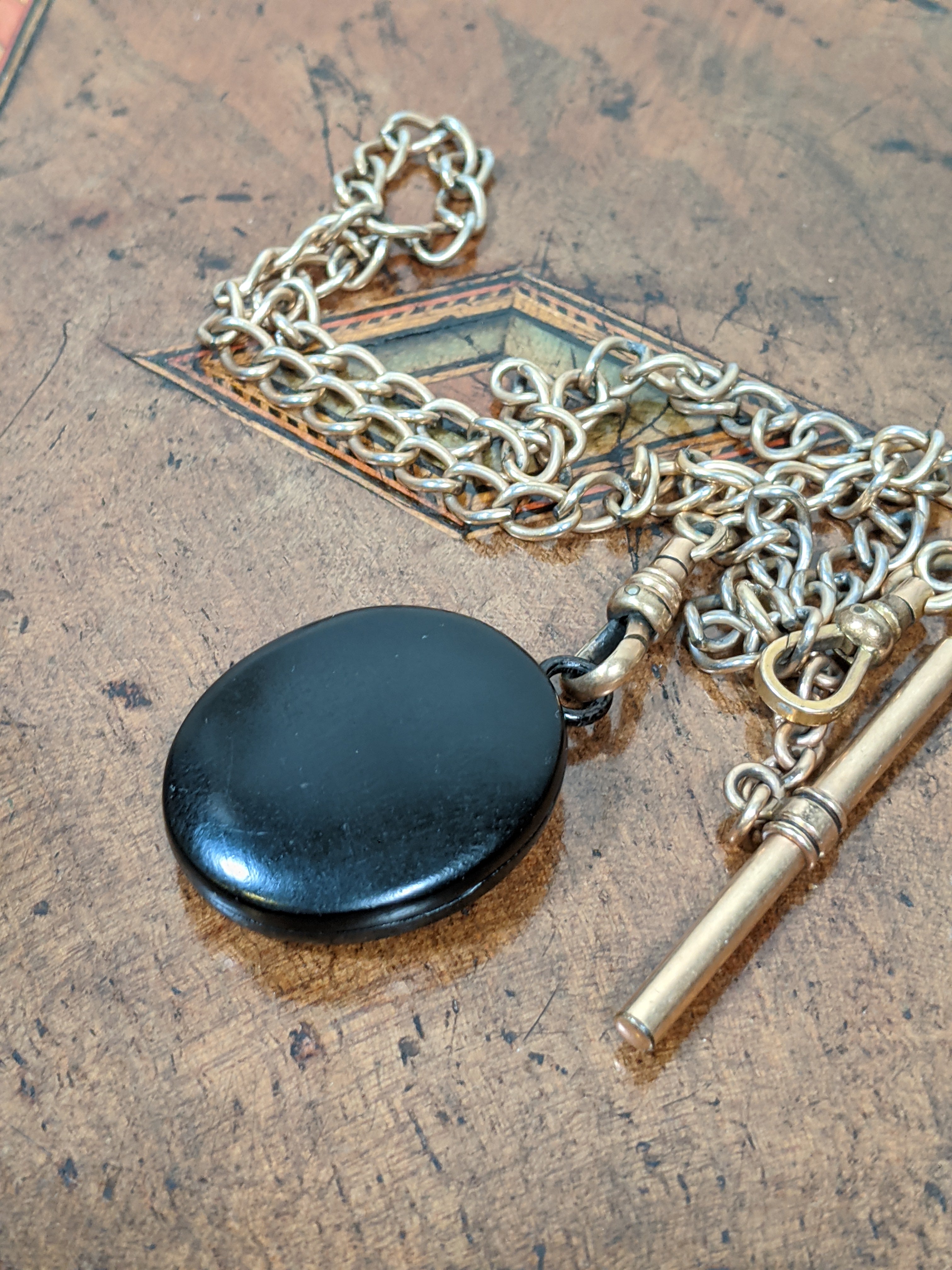 c. 1860s-80s Whitby Jet Locket on Chain