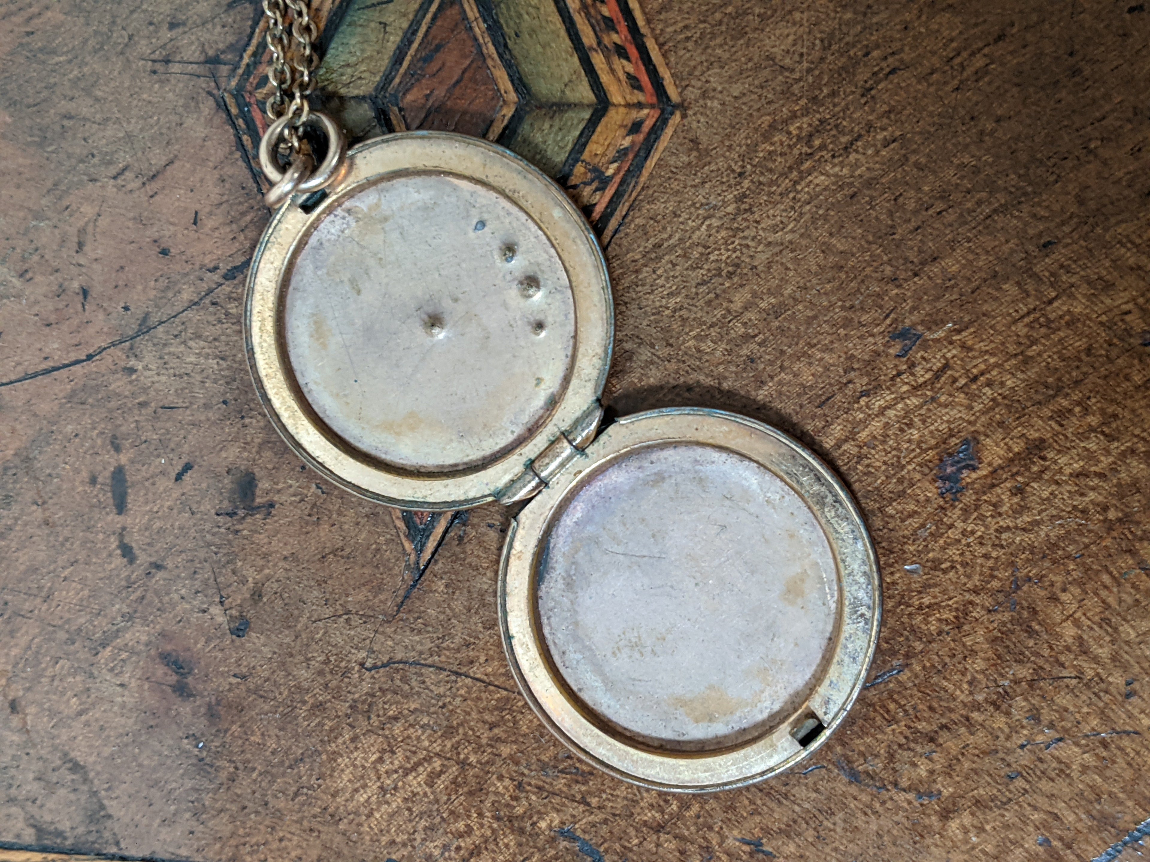 c. 1910s Moon + Star Locket and Rolo Chain