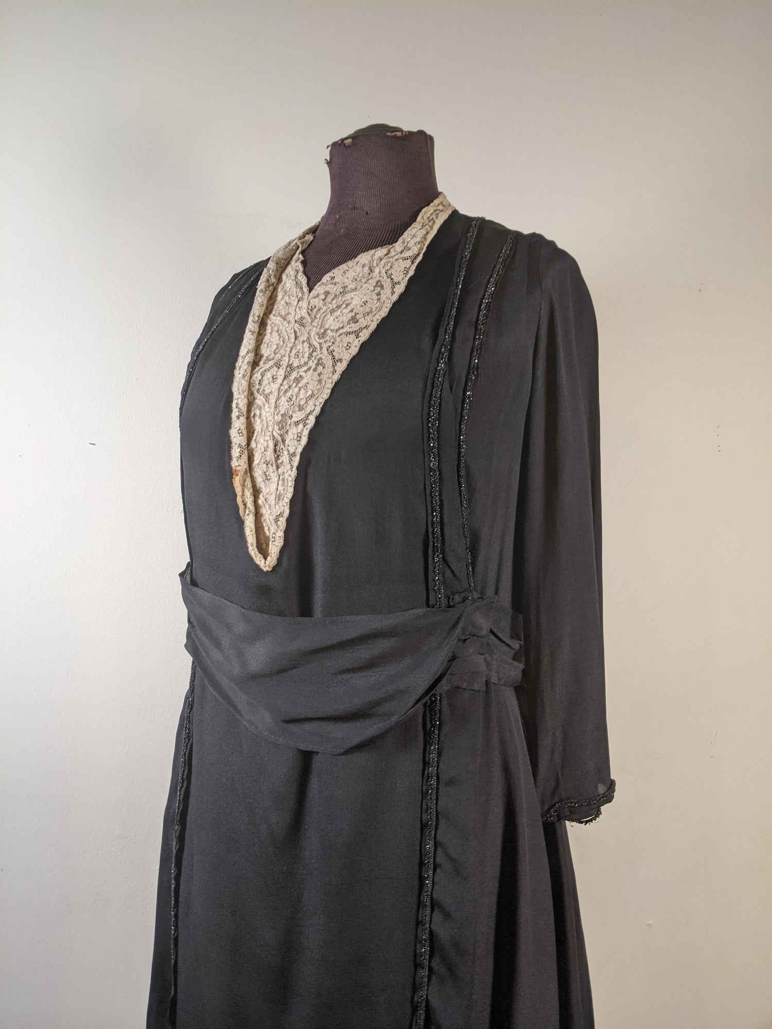 c. 1919-1920 Black Silk Dress