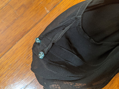 1920s Sheer Black Chiffon + Lace Dress
