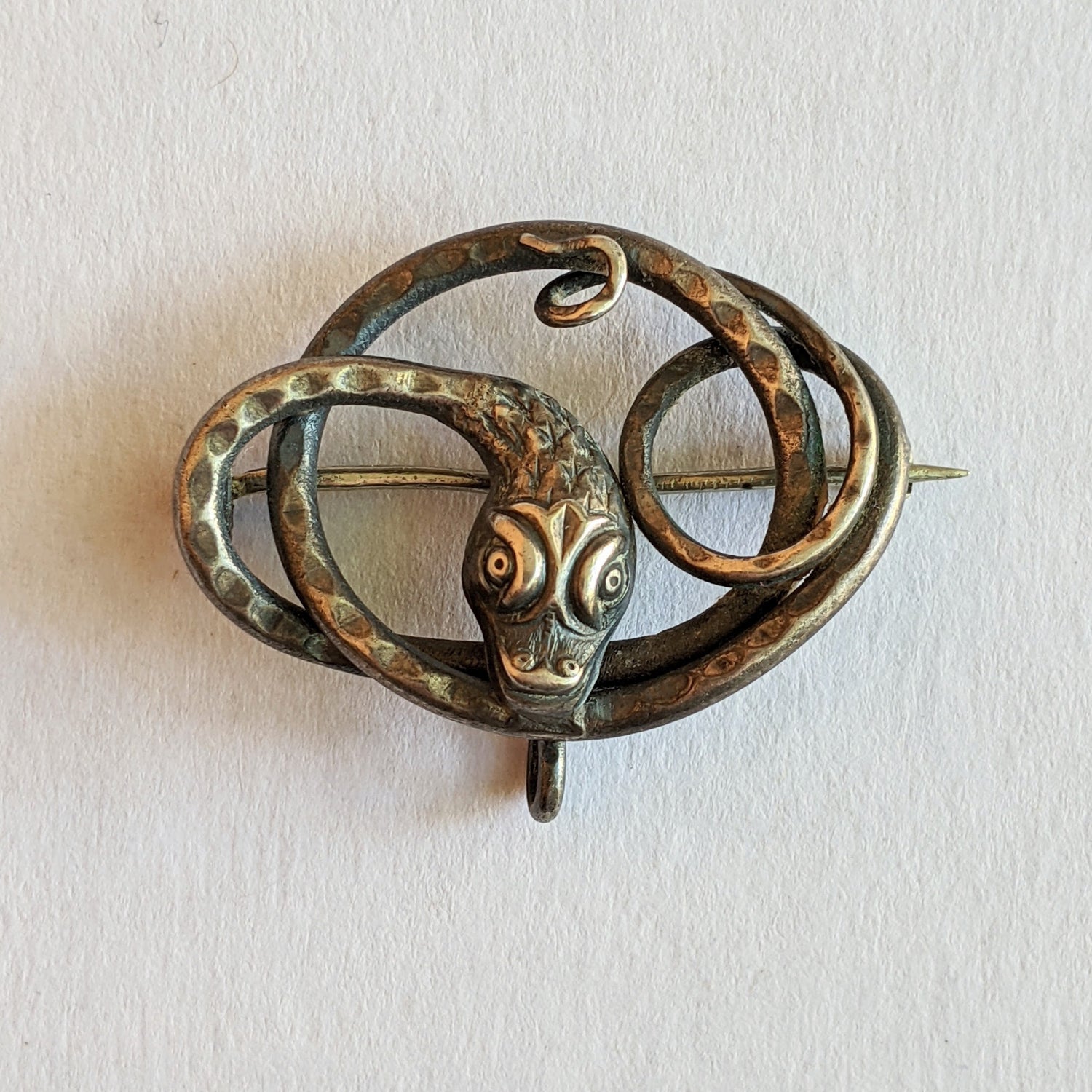1910s-1920s Sterling Silver Snake Brooch
