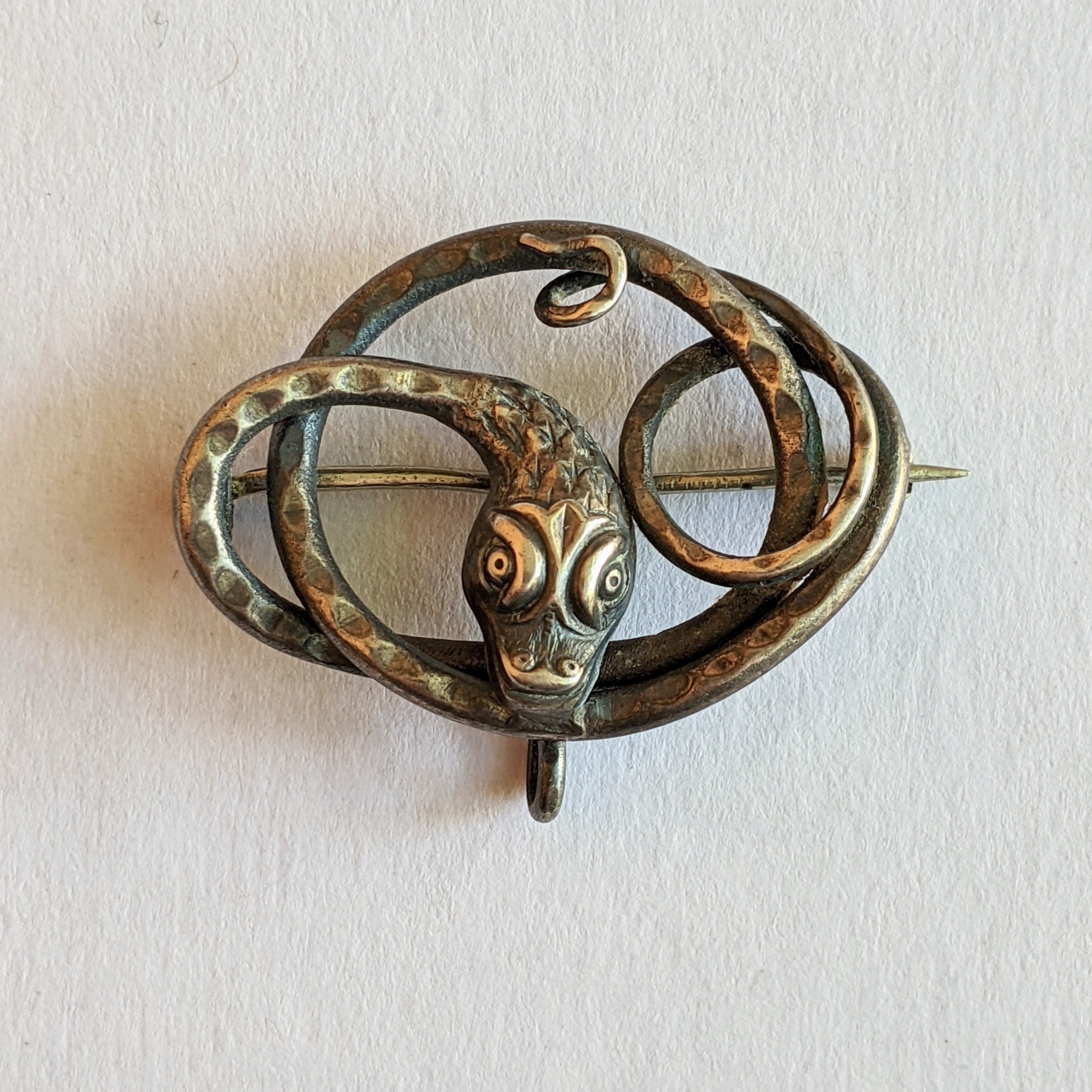 1910s-1920s Sterling Silver Snake Brooch