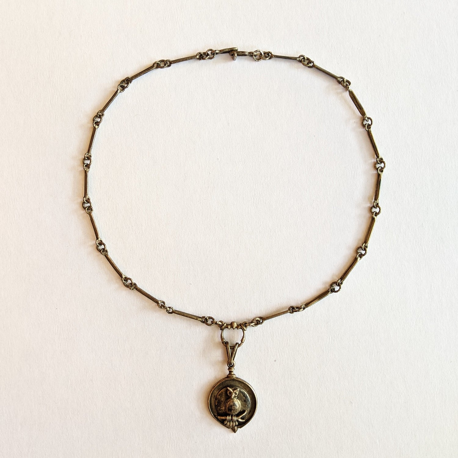 Victorian Silver Owl Necklace