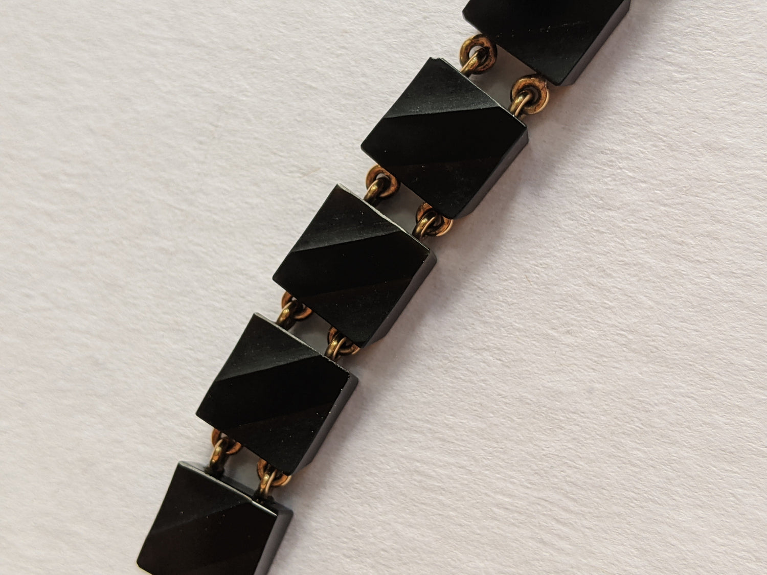 19th c. 14k Gold Carved Onyx Link Bracelet