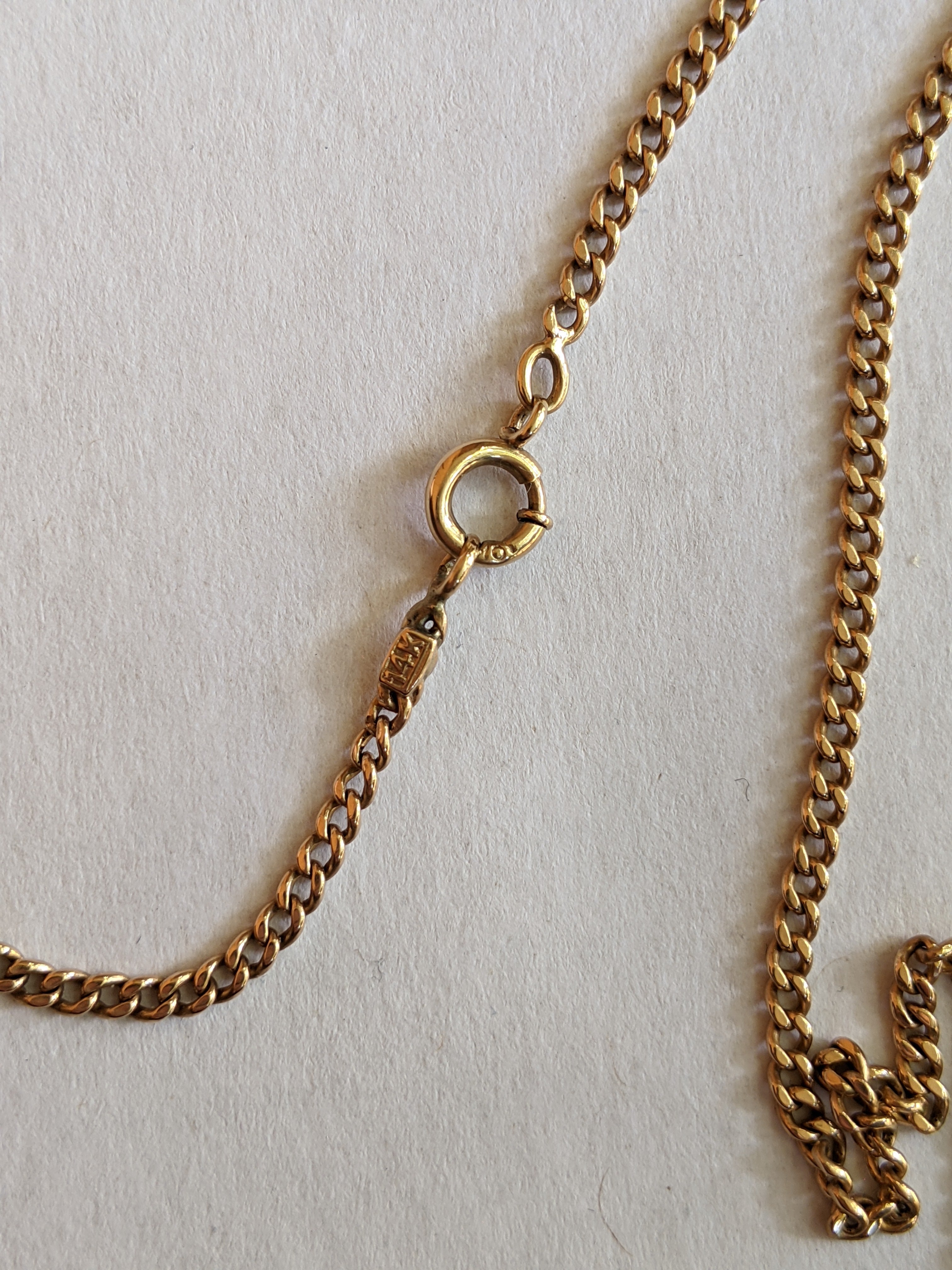 19th c. 14k Gold Onyx Star Pendant + Chain