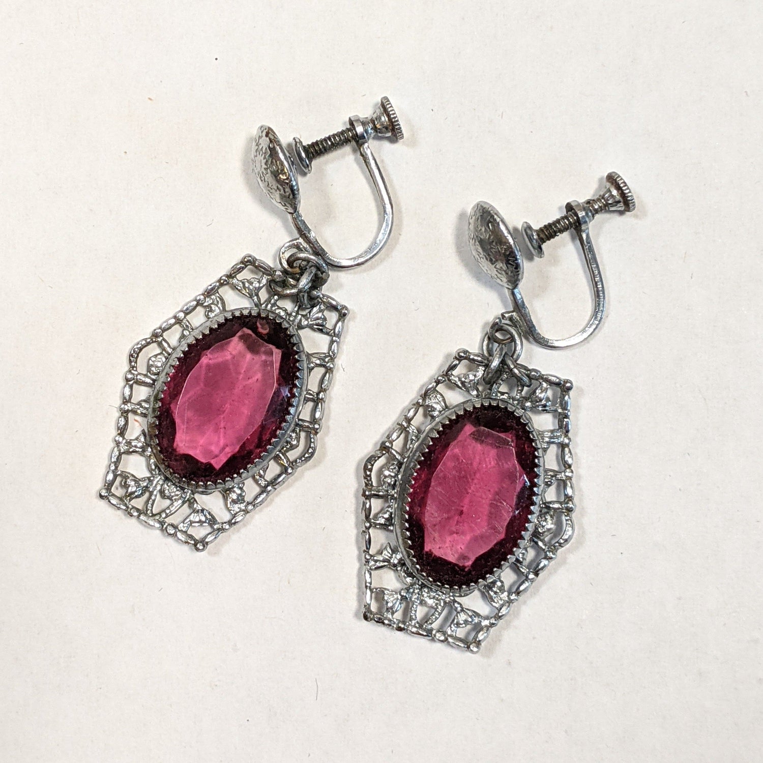 Art Deco Rhodium Plated Earrings