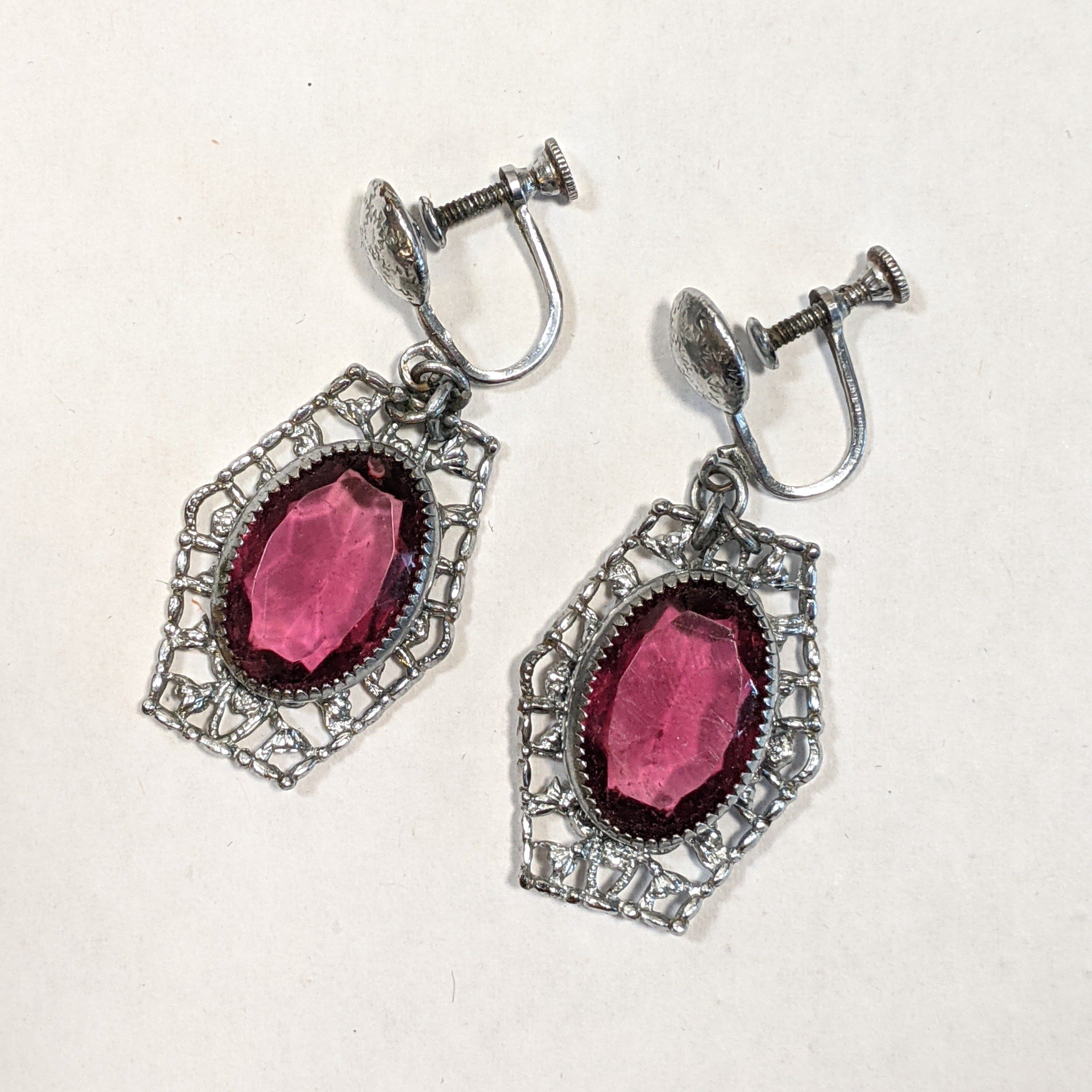 Art Deco Rhodium Plated Earrings