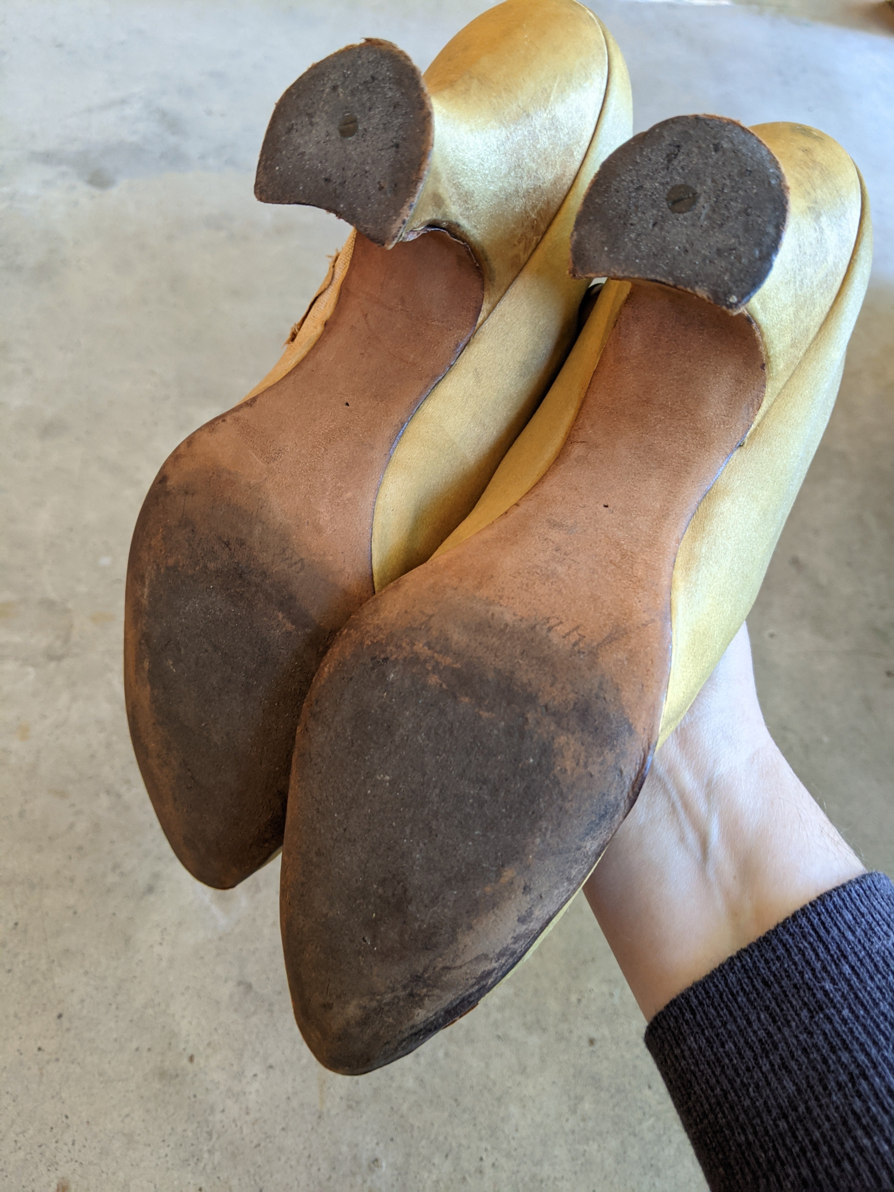 c. Turn of the Century Gold Beaded Pumps