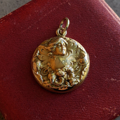 c. 1900s Art Nouveau 14k Gold Fairy Locket