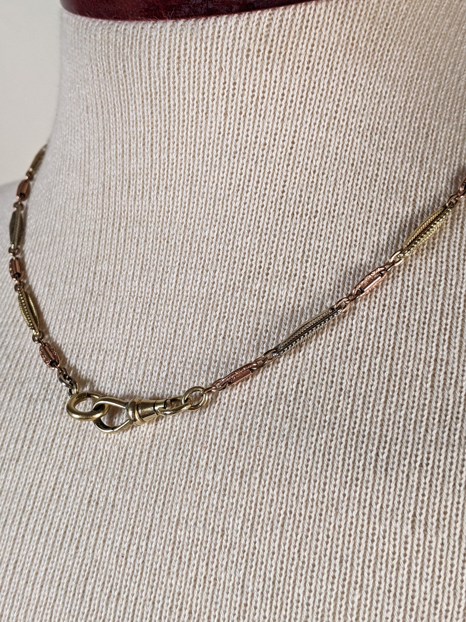19th c. Tri-Gold Filled Watch Chain / Necklace