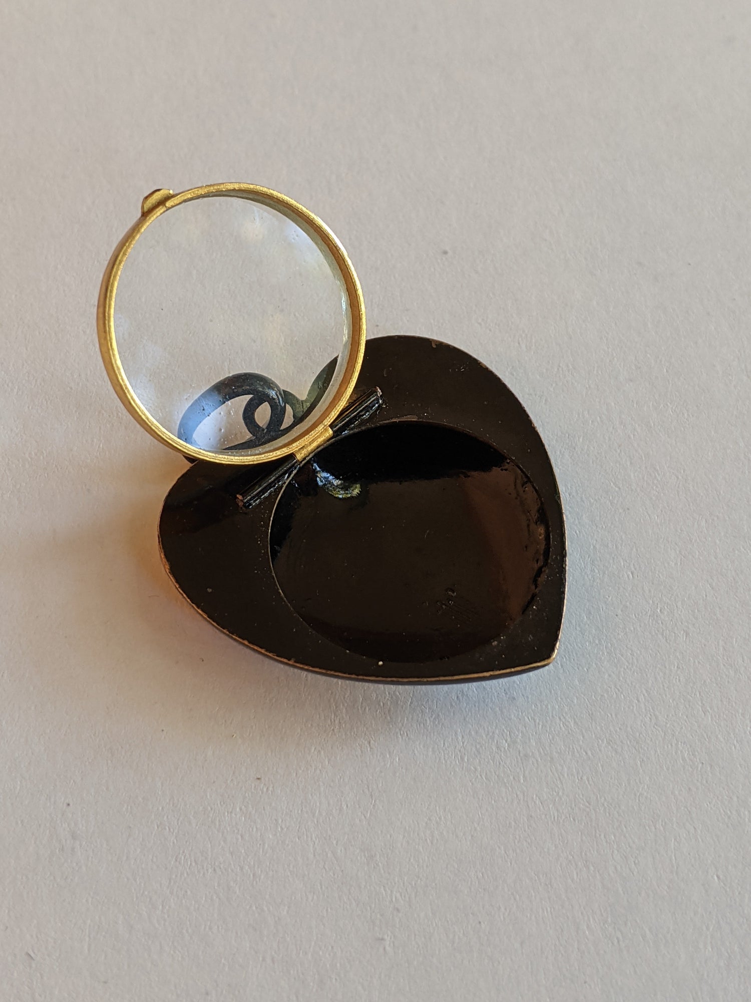 19th c. Black Enamel Heart Locket