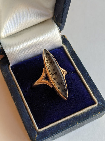 19th c. 10k Agate Ring | Sz 7.5