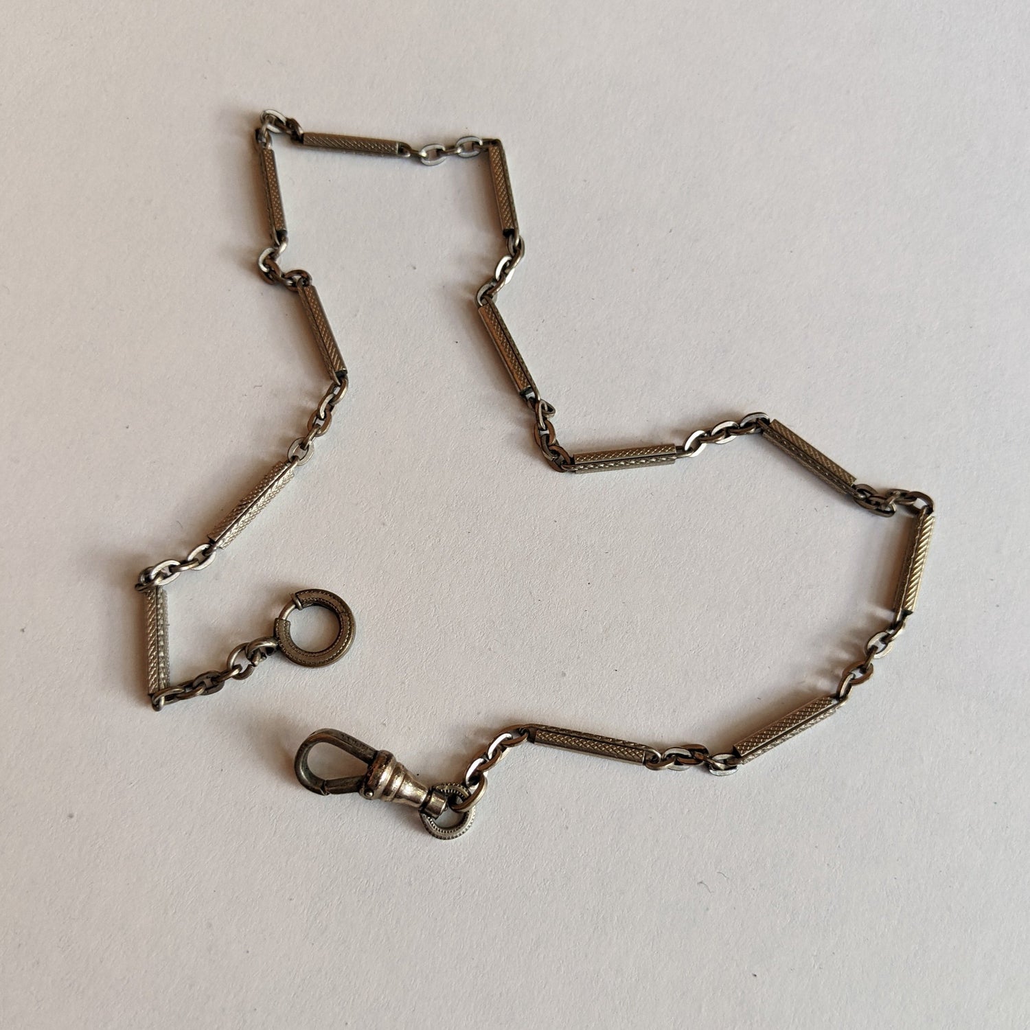 19th c. 12k White Gold Filled Chain | 14"