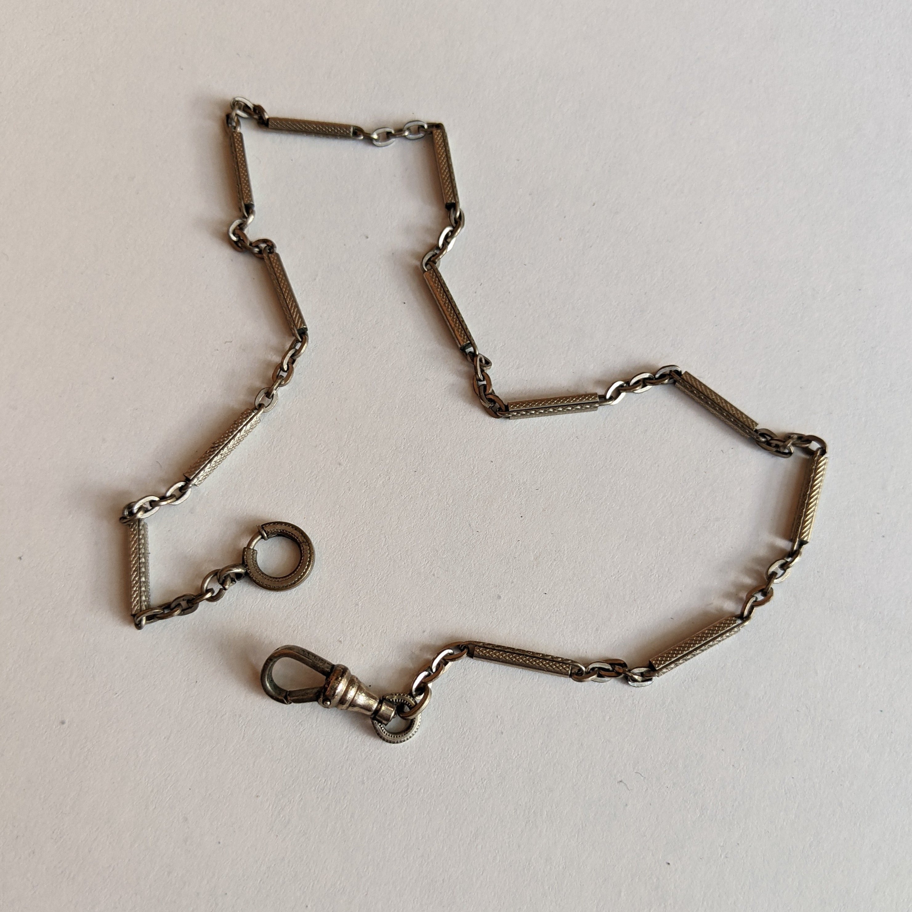 19th c. 12k White Gold Filled Chain | 14"