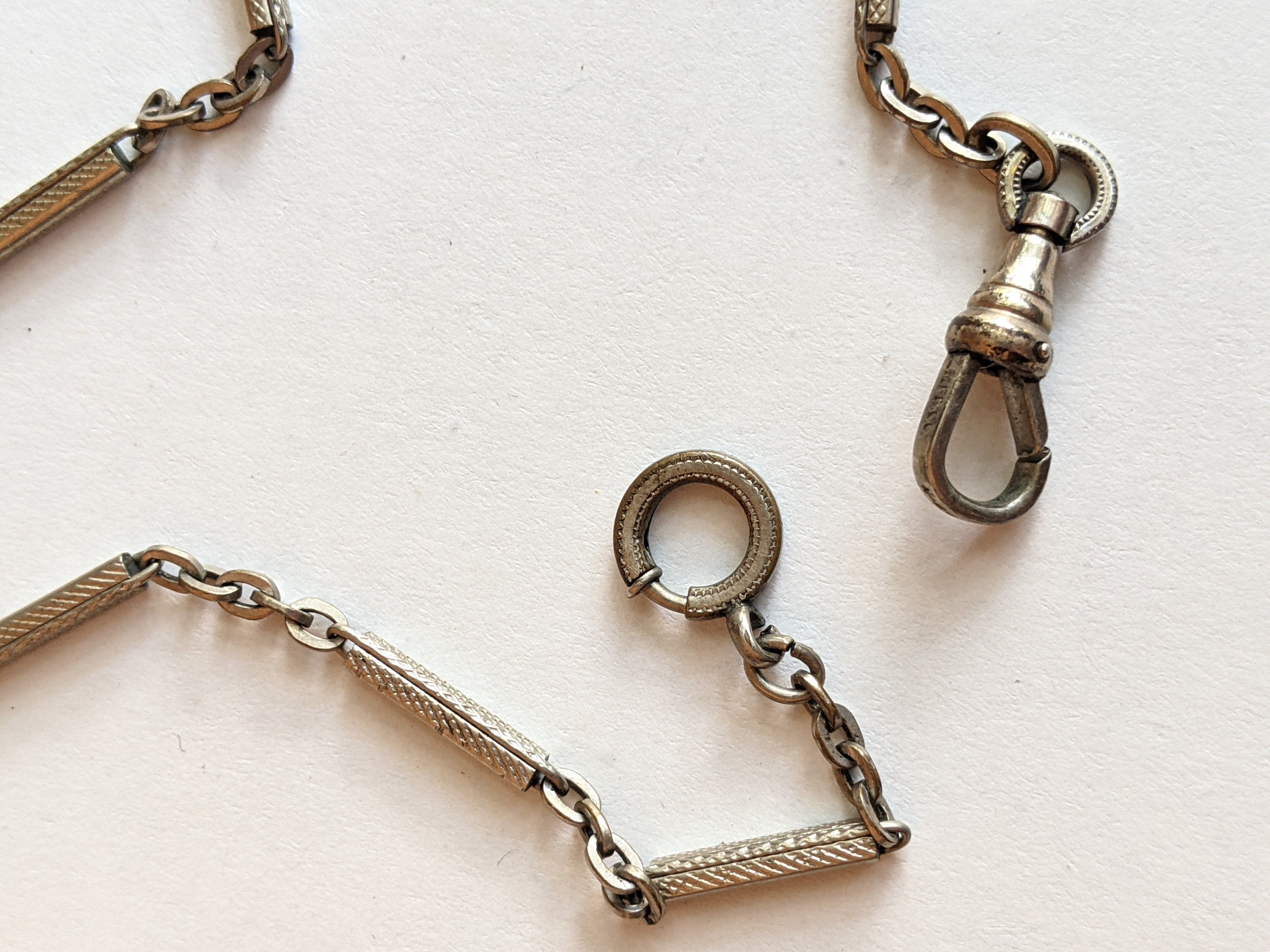 19th c. 12k White Gold Filled Chain | 14"