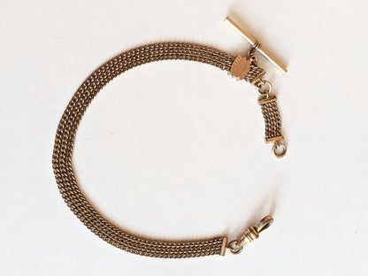 19th c. Short T-Bar Watch Chain w/ Slide | 10.25"
