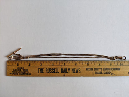 19th c. Short T-Bar Watch Chain w/ Slide | 10.25"