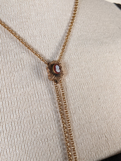 19th c. Gold Filled Rolo Chain w/ Cameo Slide