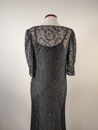 1930s Silk Lace Dress