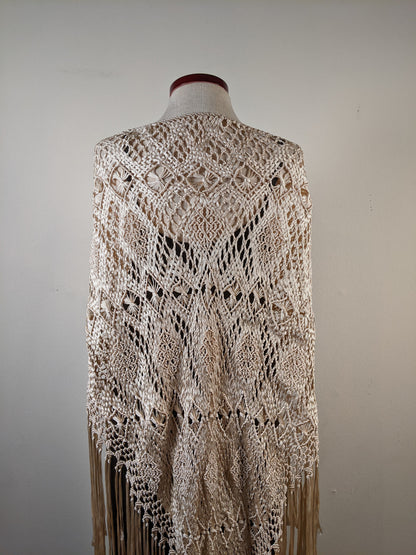 c. 1920s Cream Ribbon Shawl
