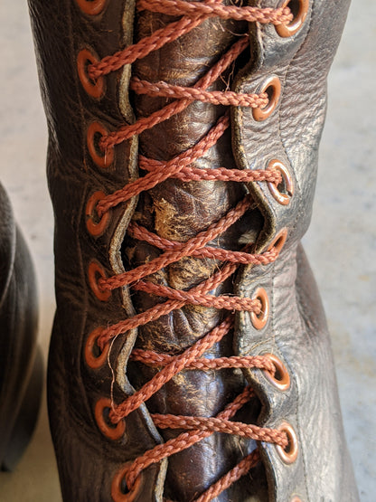 c. 1940s Tall Brown Leather Boots | Approx 7.5-8